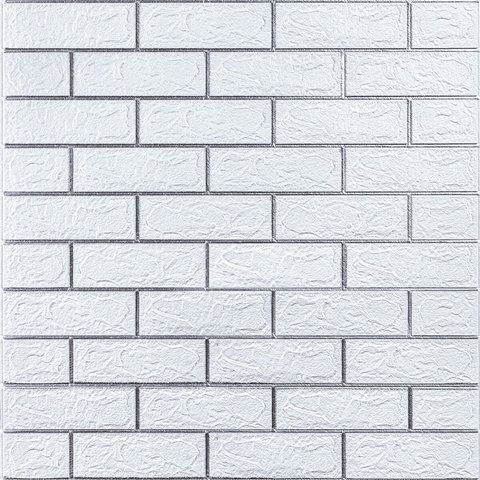 Самоклеюча 3D панель 700х770х3мм Біла цегла смужка срібло (100-3) SW-00000752 SW-00000752 фото