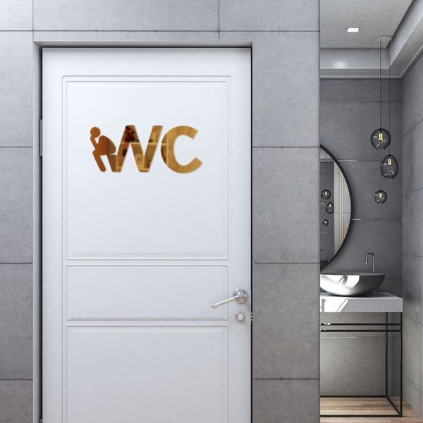 Дзеркальний декор акриловий самоклеючий WC золото, 3шт (D) SW-00002525 SW-00002525 фото