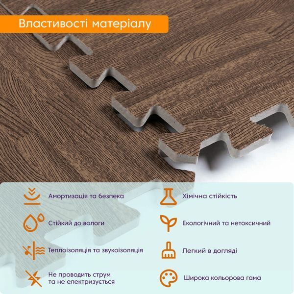 Підлога пазл - модульне підлогове покриття 600x600x10мм Коричневе дерево (МР6) SW-00000204 SW-00000204 фото